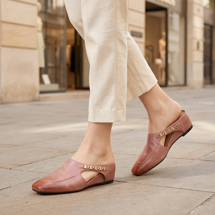 Aurevia Zip Detail Square Toe Mules