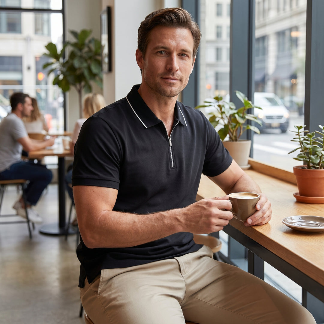 Theo Zip Collar Polo Shirt
