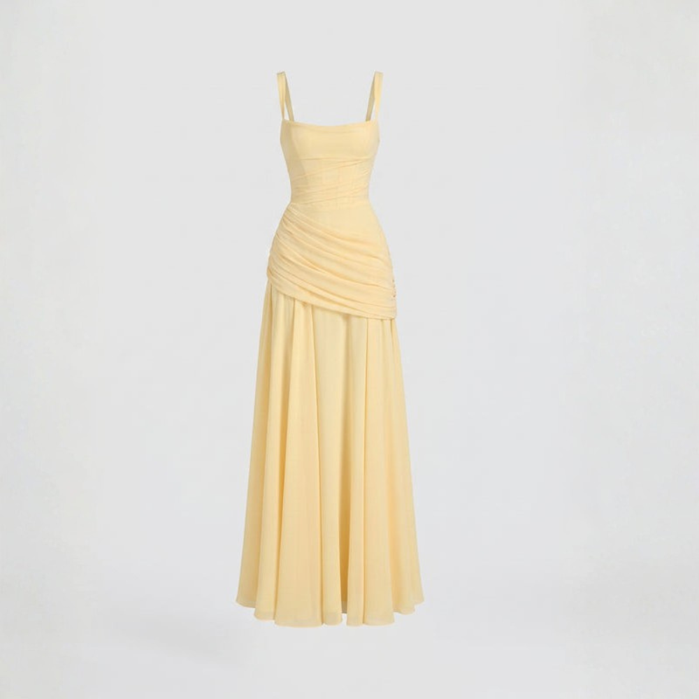 Sunlit Ruched Chiffon Gown