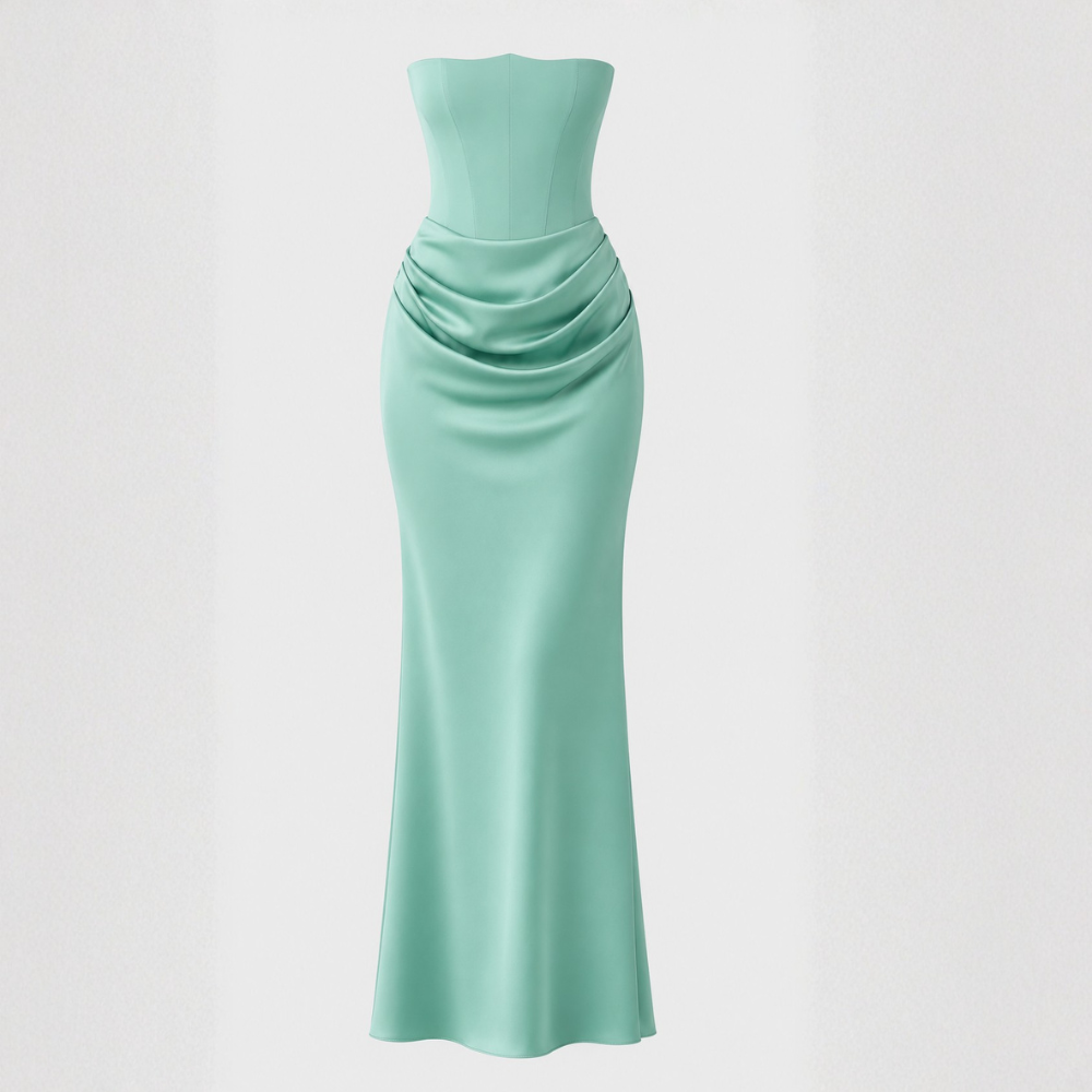 Amara Draped Satin Column Gown