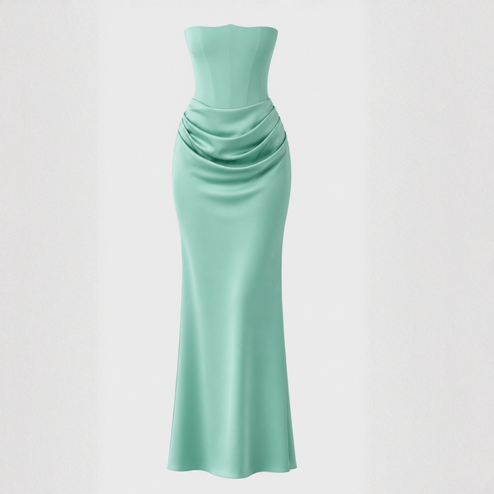 Amara Draped Satin Column Gown