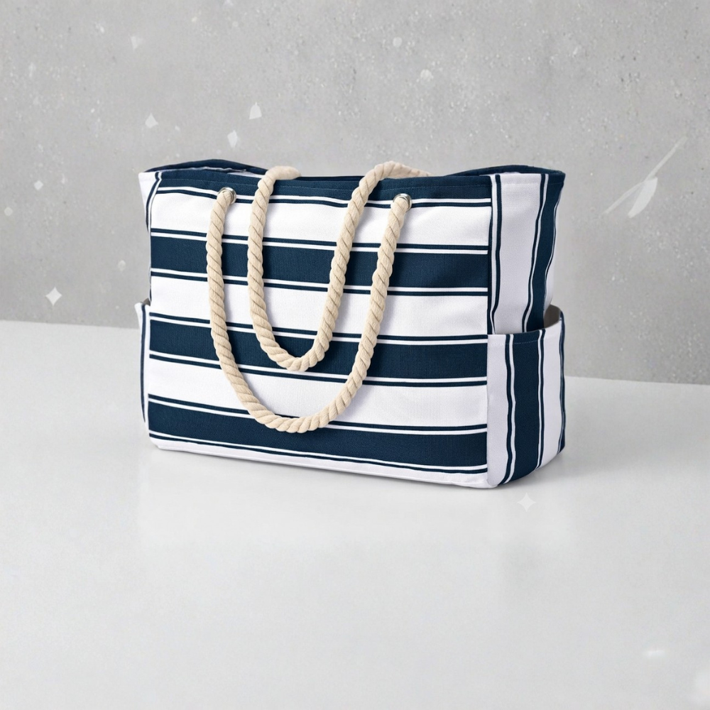 Cabana Striped Rope Handle Tote