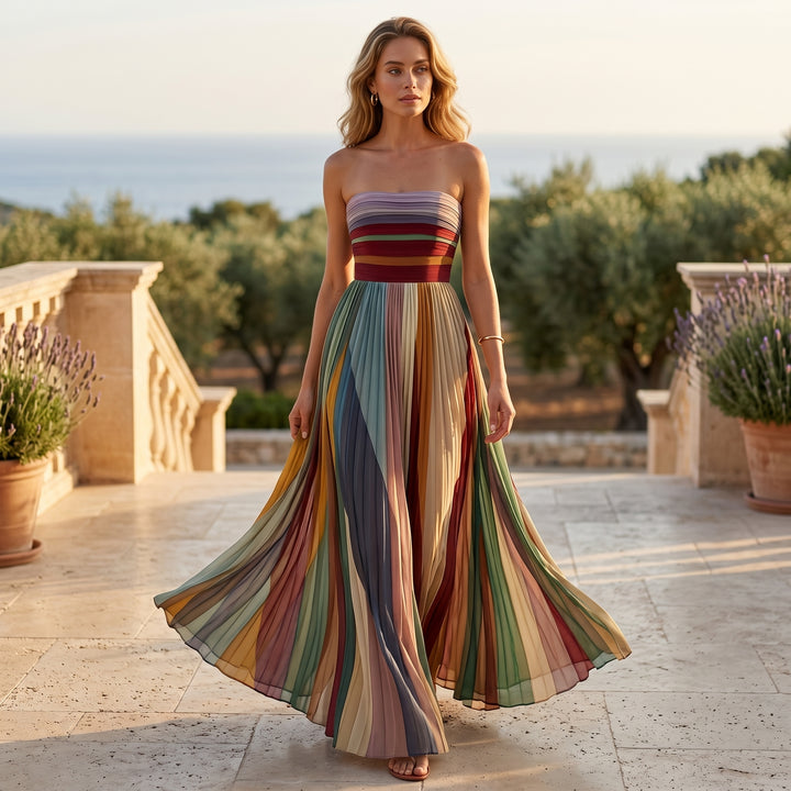 Seraphina Sunset Pleated Maxi Dress