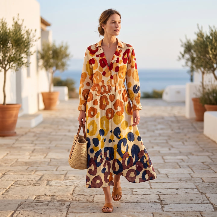 Maribelle Printed Maxi Shirt Dress
