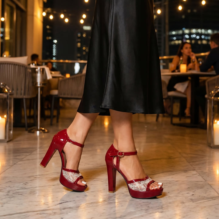 Celina Lace Platform Heel Sandal