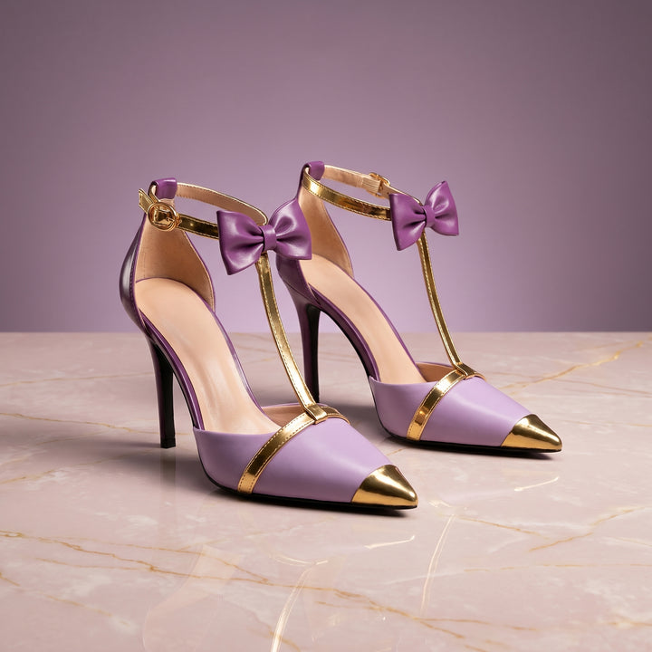 Daphne Bow T Strap Stiletto High Heel