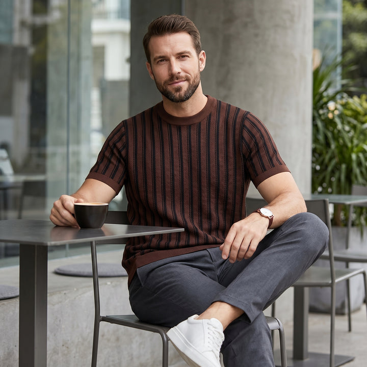 Roman Striped Knit Crew Shirt