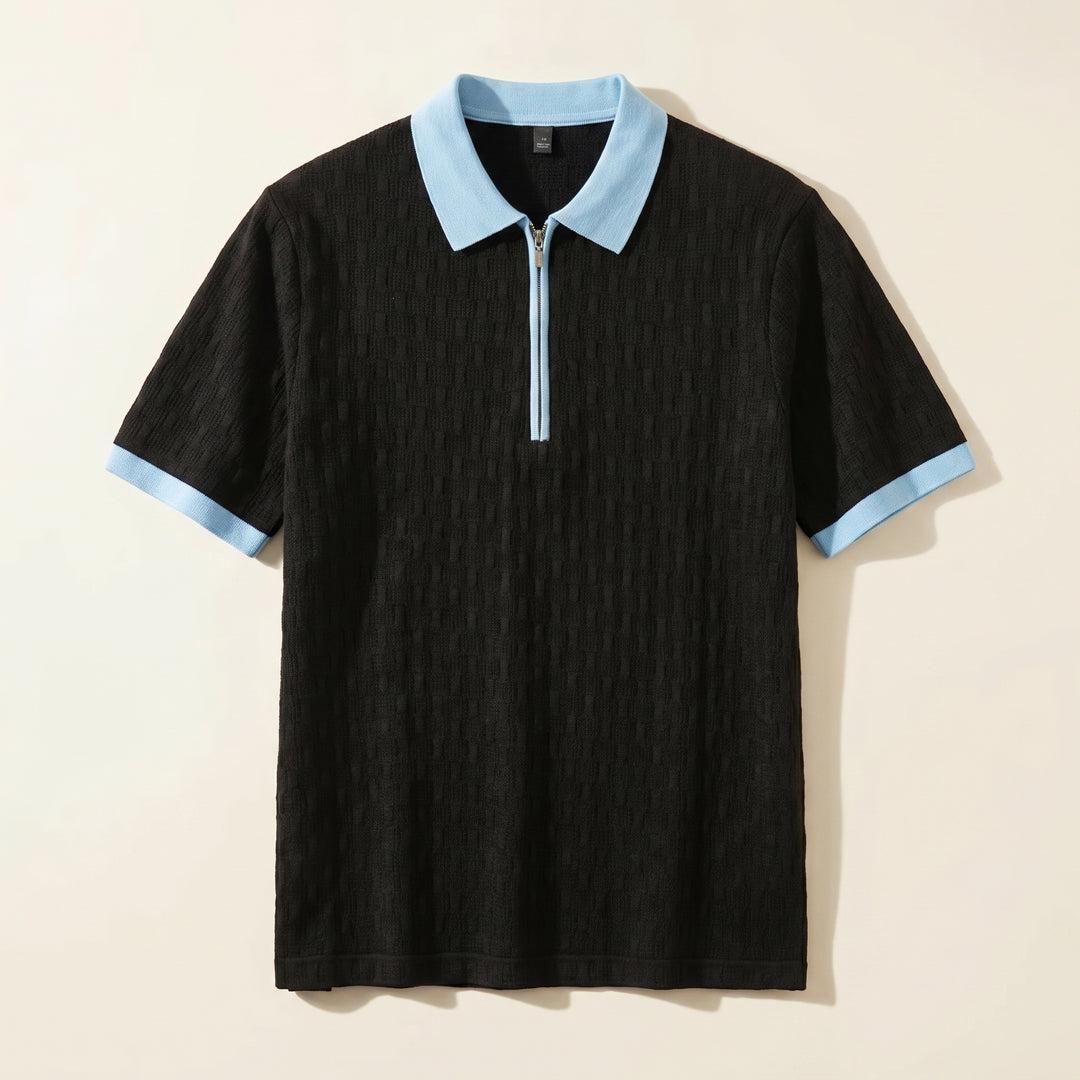 Nolan Textured Zip Polo Shirt