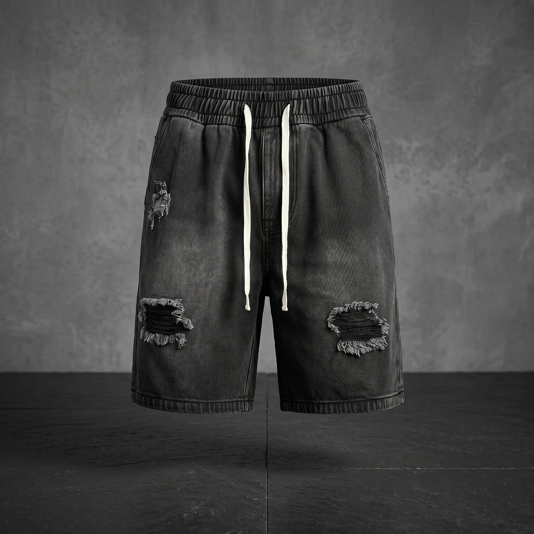 Ryder Distressed Denim Drawstring Shorts