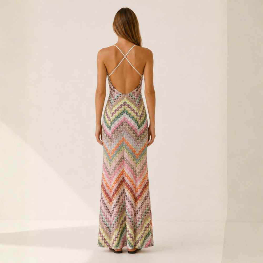 Serenella Chevron Knit Maxi Dress