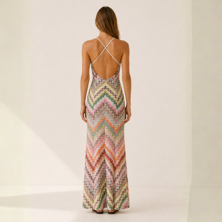 Serenella Chevron Knit Maxi Dress
