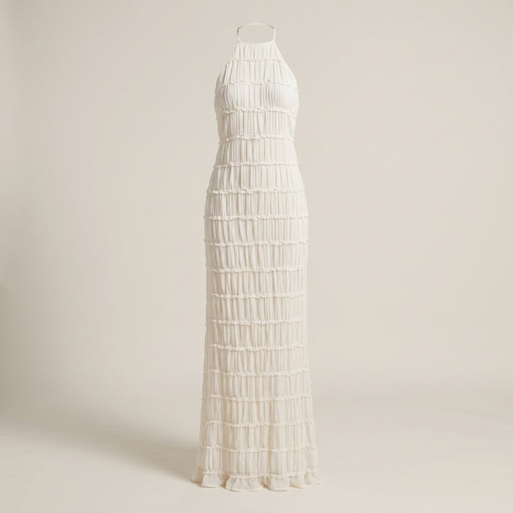 Sabrina Halter Textured Maxi Dress