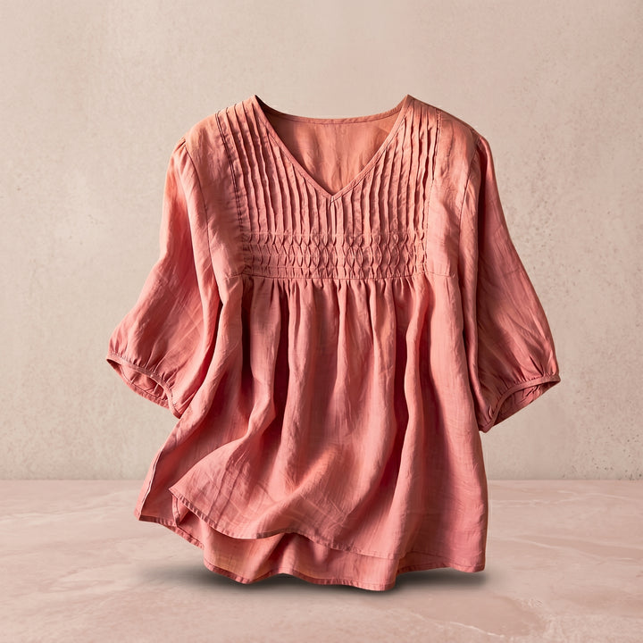 Aveline Pleated Linen Blouse