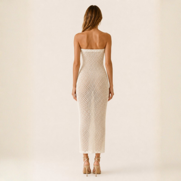 Marielle Crochet Strapless Midi Dress
