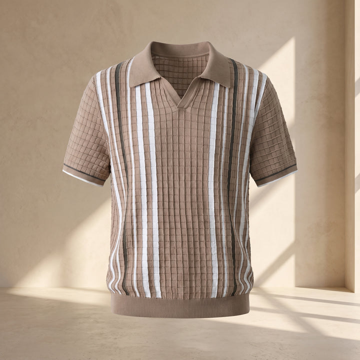 Felix Vertical Stripe Knit Polo Shirt