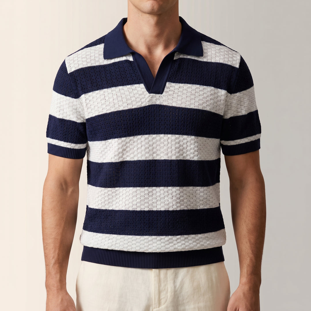 Luciano Textured Stripe Polo Shirt