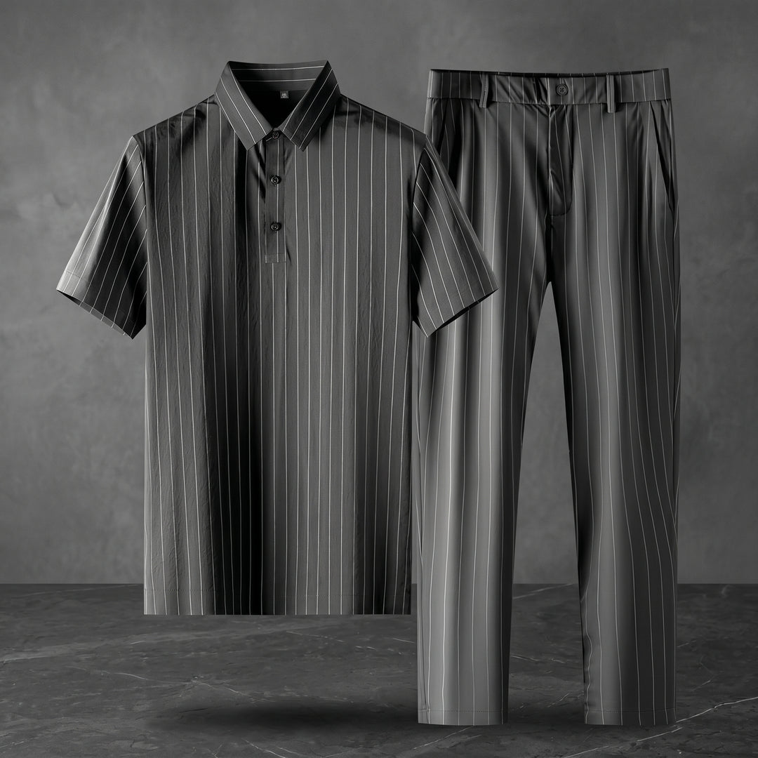 Archer Pinstripe Polo &amp; Trouser Set