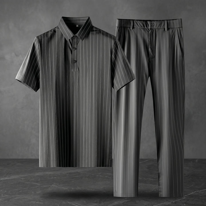 Archer Pinstripe Polo &amp; Trouser Set