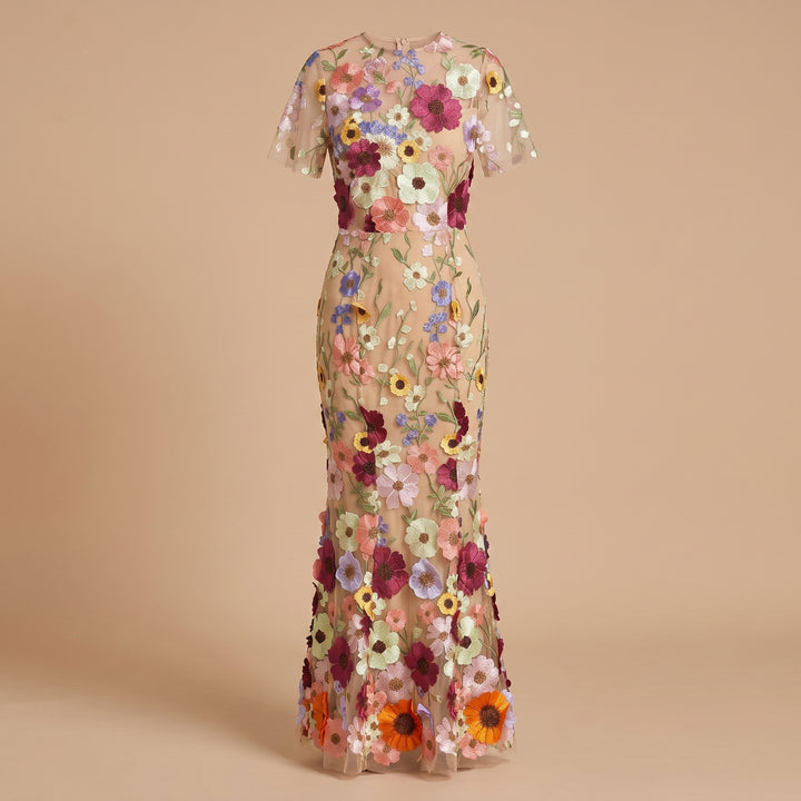 Roselle Maris Floral Embroidered Midi Dress