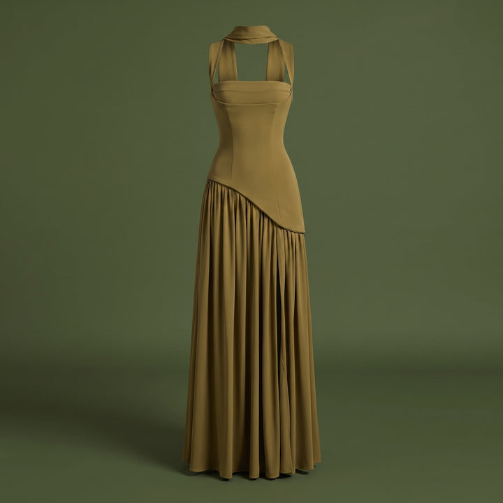 Serenelle Draped Satin Maxi Dress
