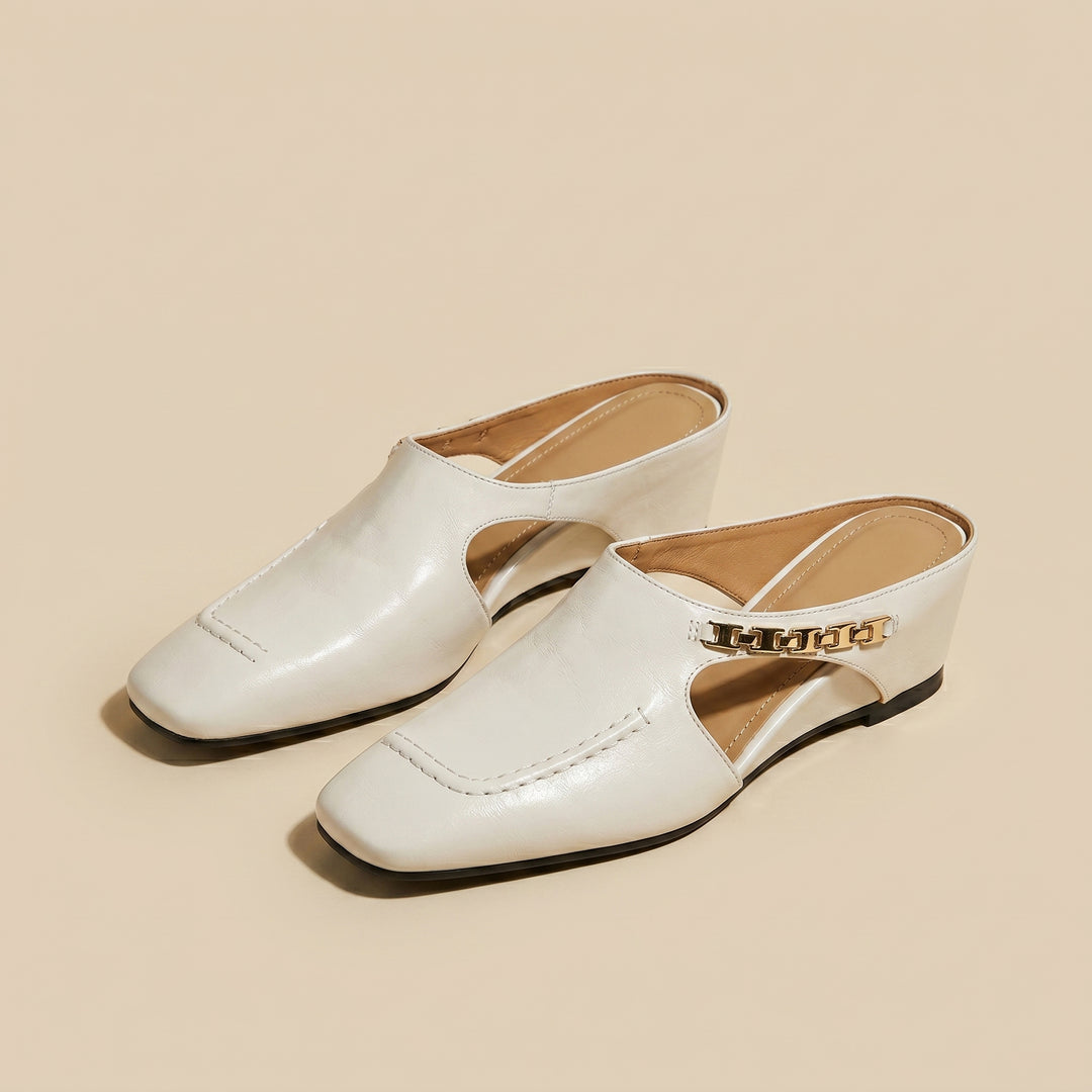 Aurevia Zip Detail Square Toe Mules