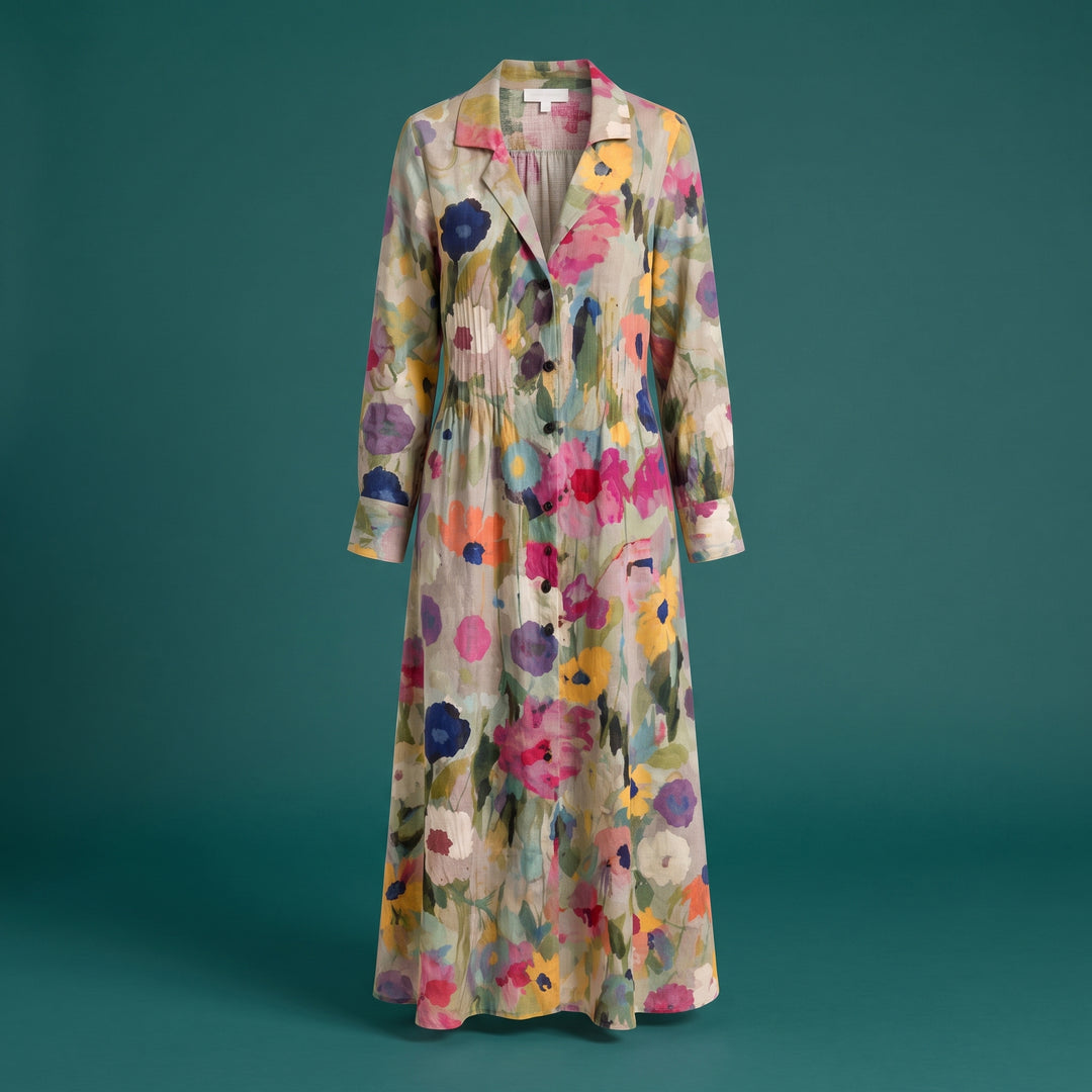 Maribelle Printed Maxi Shirt Dress