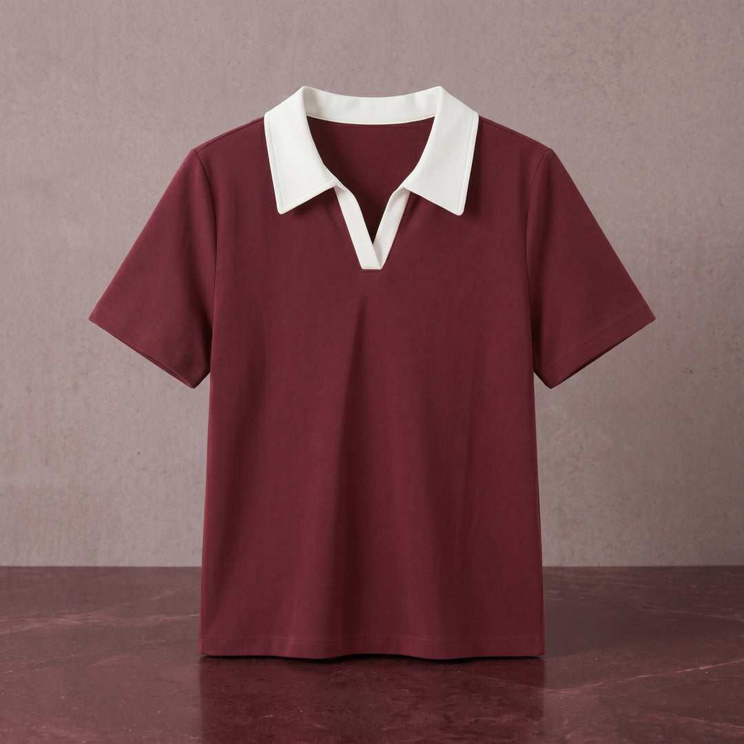 Thalia Contrast Collar Polo Top