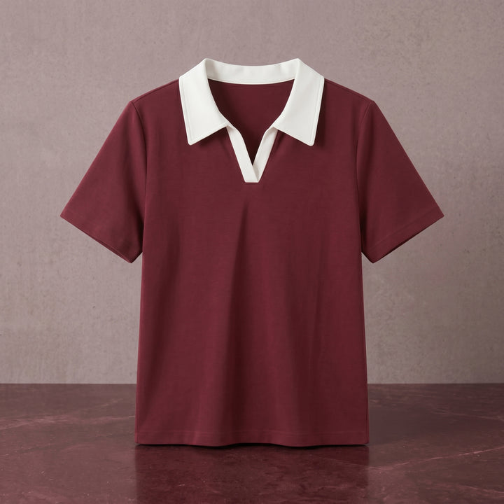 Thalia Contrast Collar Polo Top