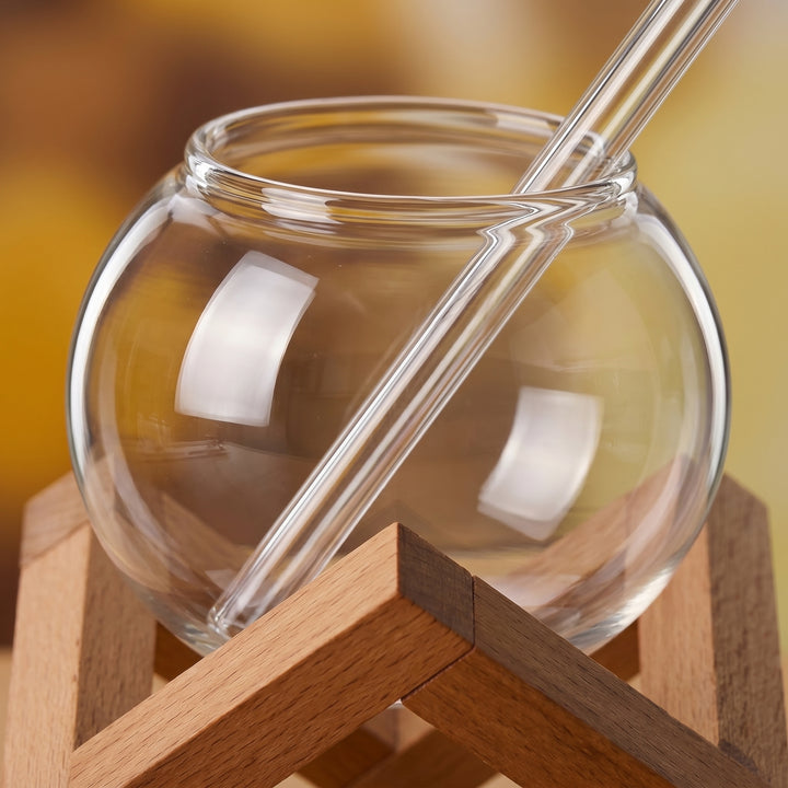 Orbelle Round Glass Cup with Wooden Stand