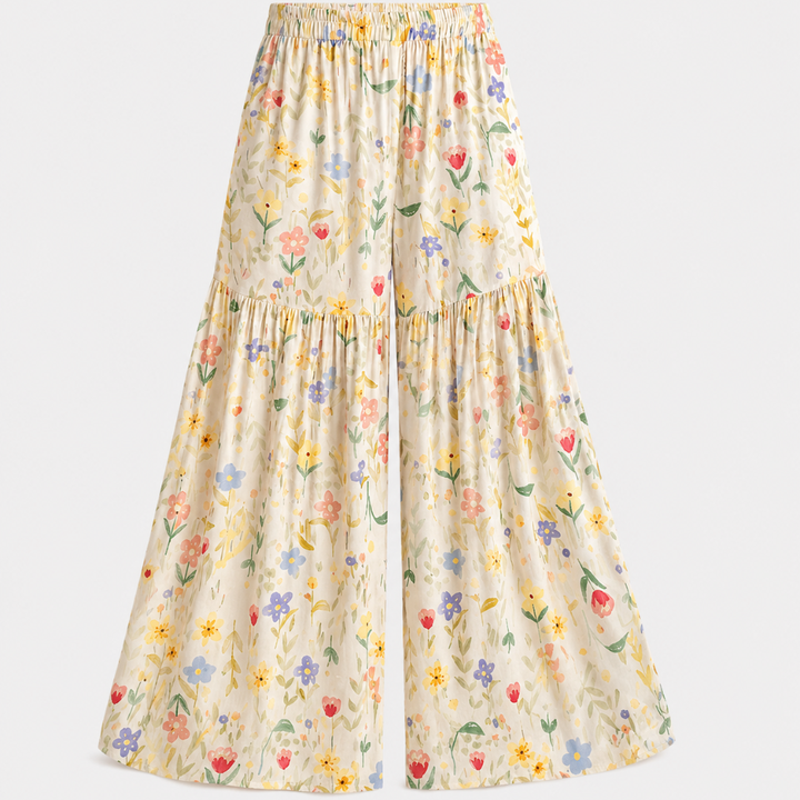 Bellamy Floral Tiered Wide-Leg Pants