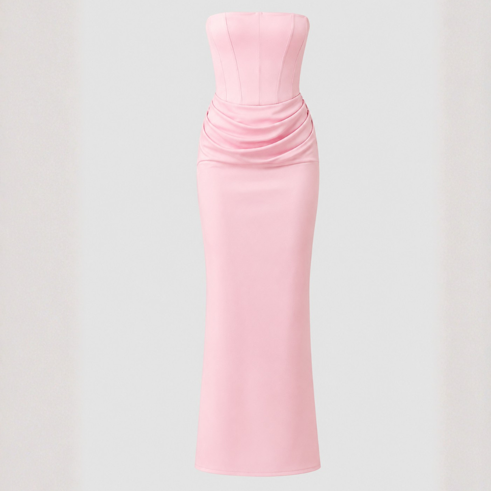 Amara Draped Satin Column Gown