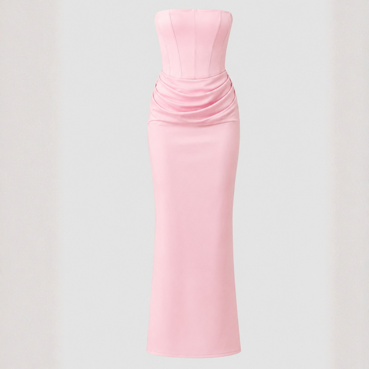 Amara Draped Satin Column Gown