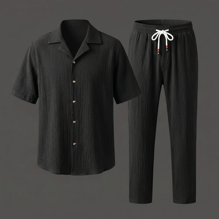 Dorian Vale Textured Shirt and Drawstring Pant Set