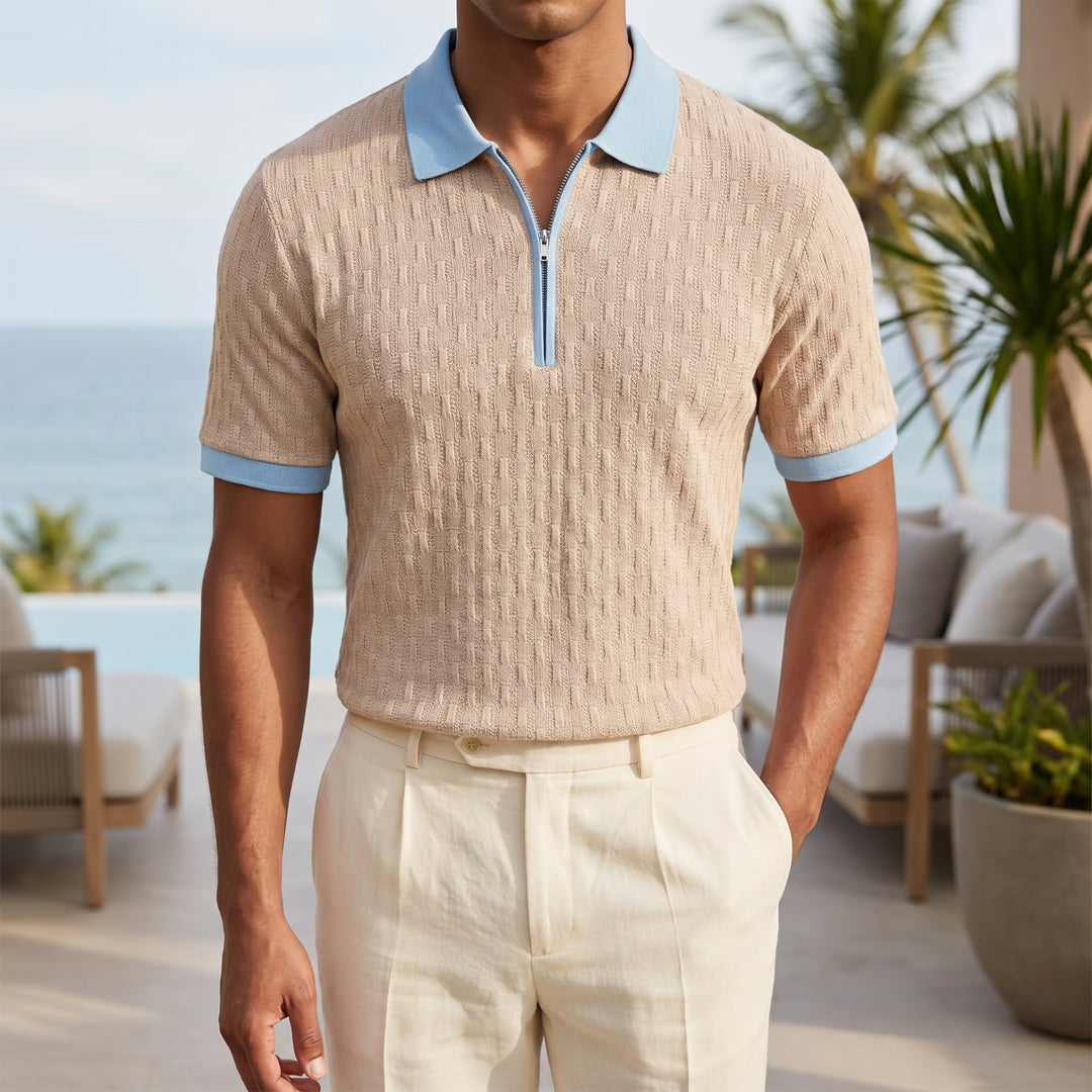 Nolan Textured Zip Polo Shirt