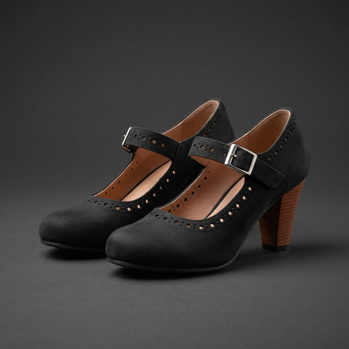 Briar Elwood Brogue Mary Jane Block Heel Shoes