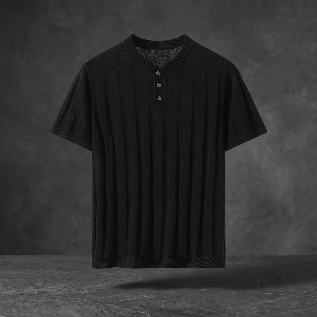 Julian Ribbed Henley Knit Shirt