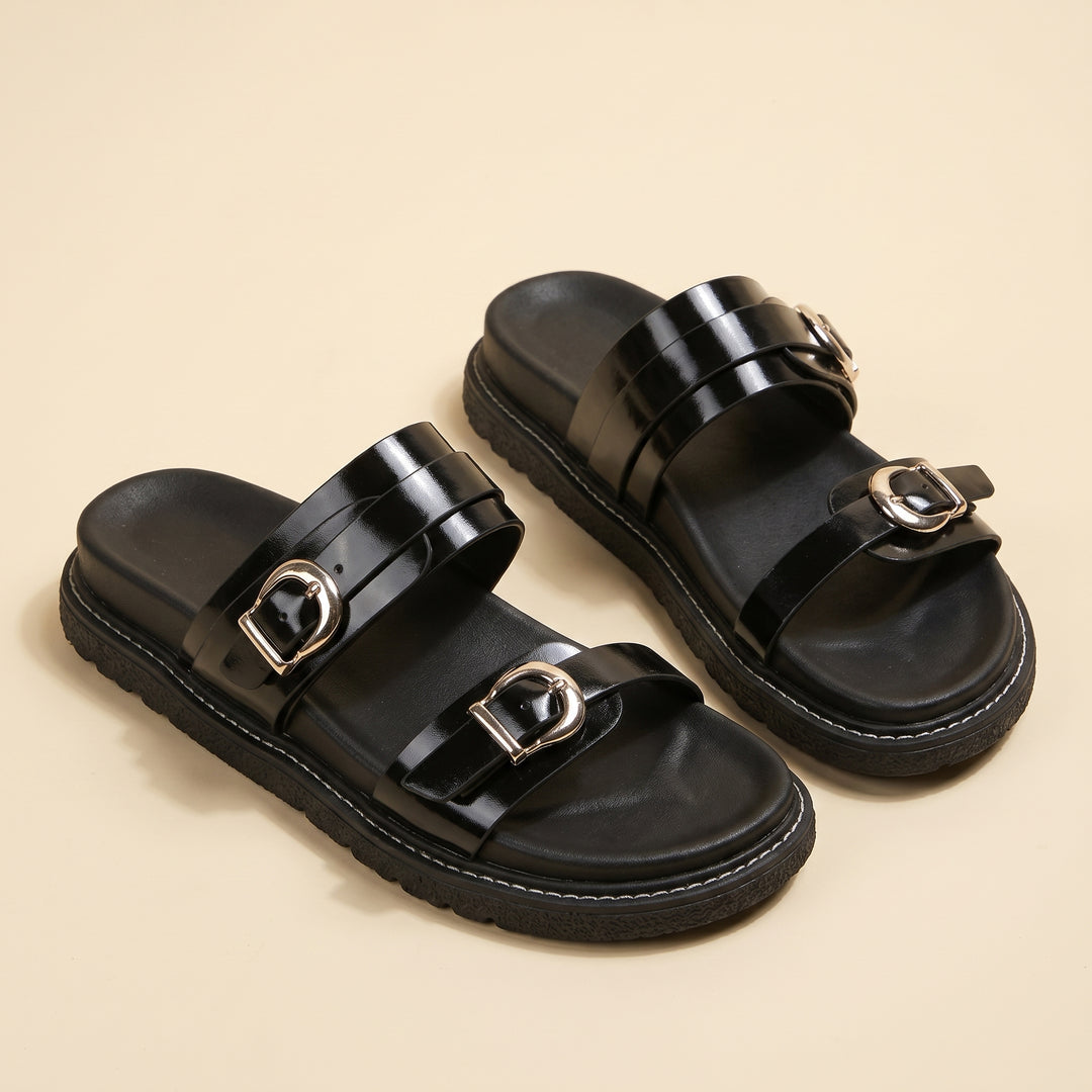 Camille Buckle Strap Slide Sandal