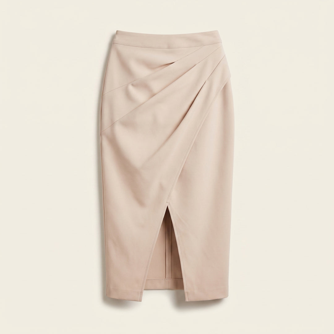 Vera Leather Wrap Midi Skirt