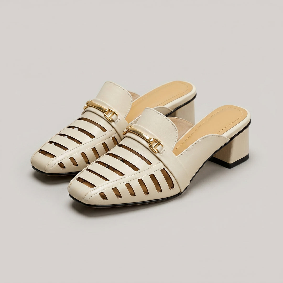 Nora Perforated Heeled Mule
