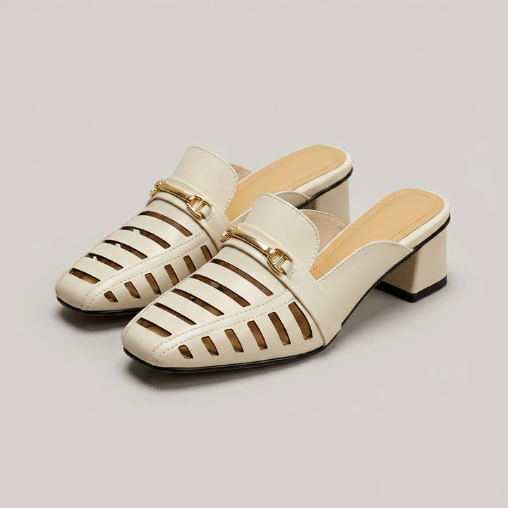 Nora Perforated Heeled Mule