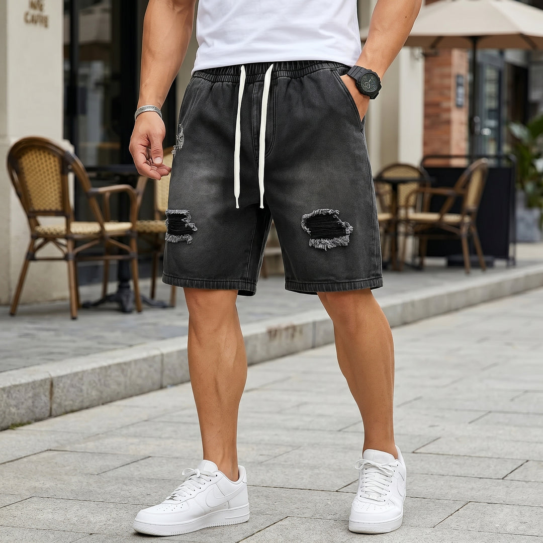 Ryder Distressed Denim Drawstring Shorts