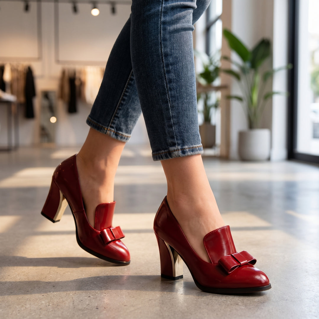 Bianca Bow Block Heel Pump