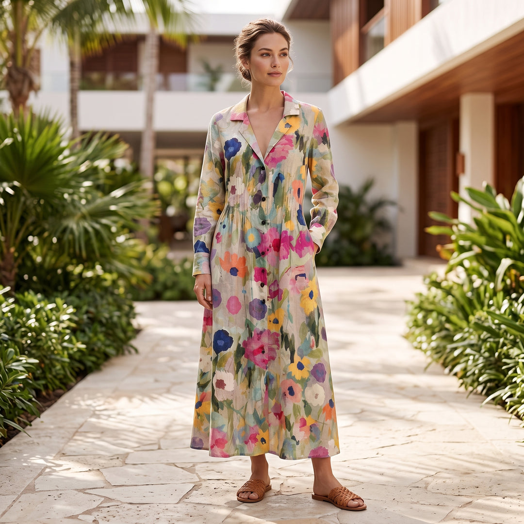 Maribelle Printed Maxi Shirt Dress