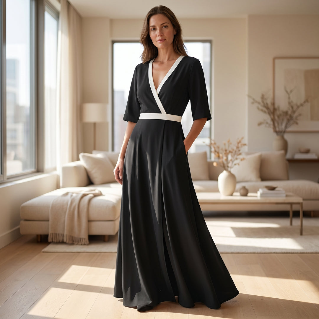 Natalia Contrast Trim Maxi Dress