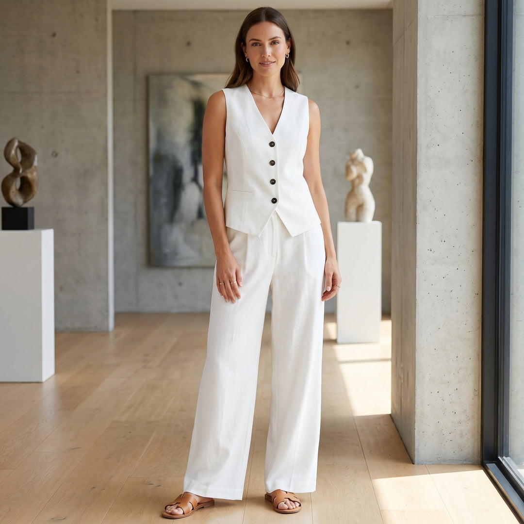 Aveline Rowe Tailored Vest and Wide Leg Pant Set