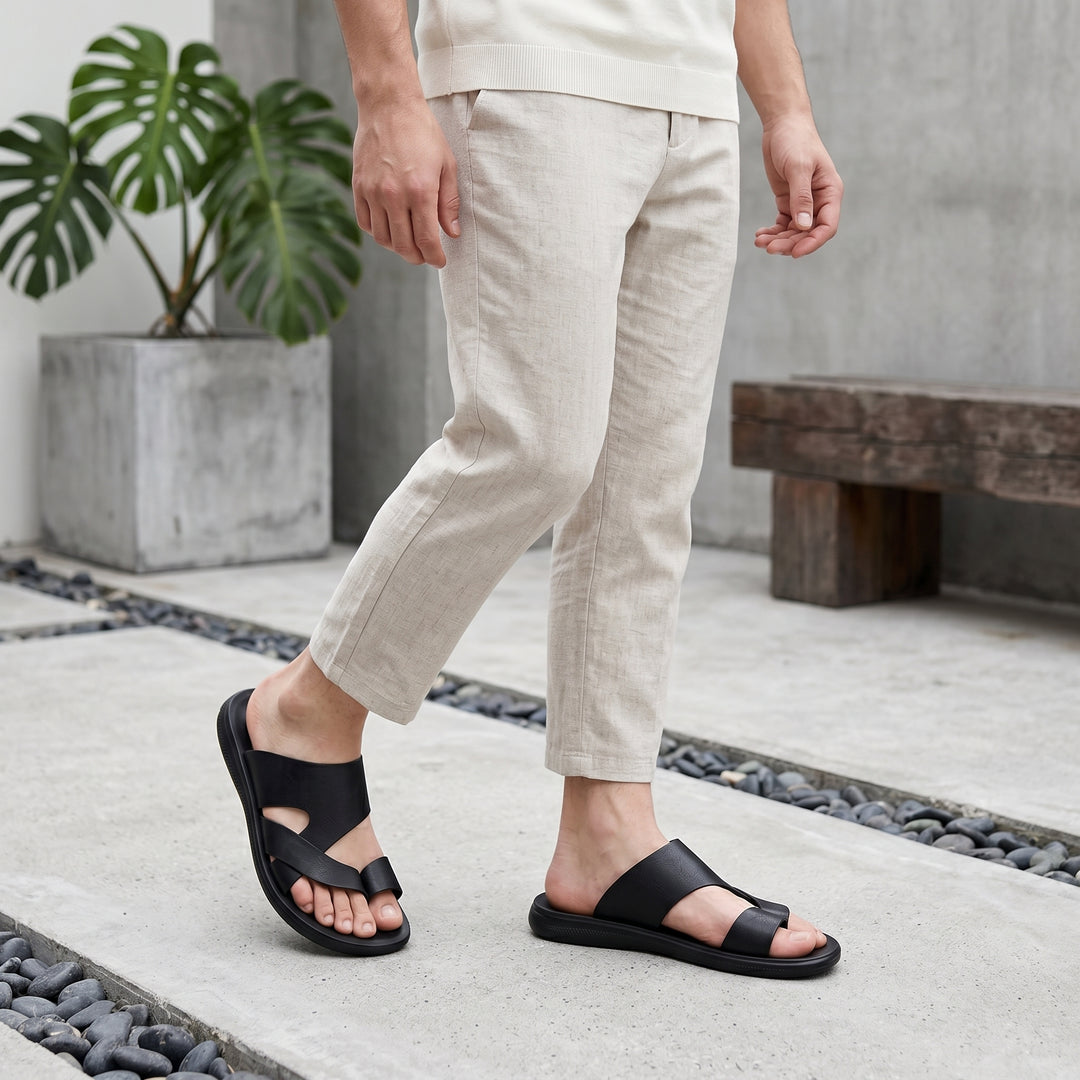 Matteo Rinaldi Woven Leather Slide Sandals