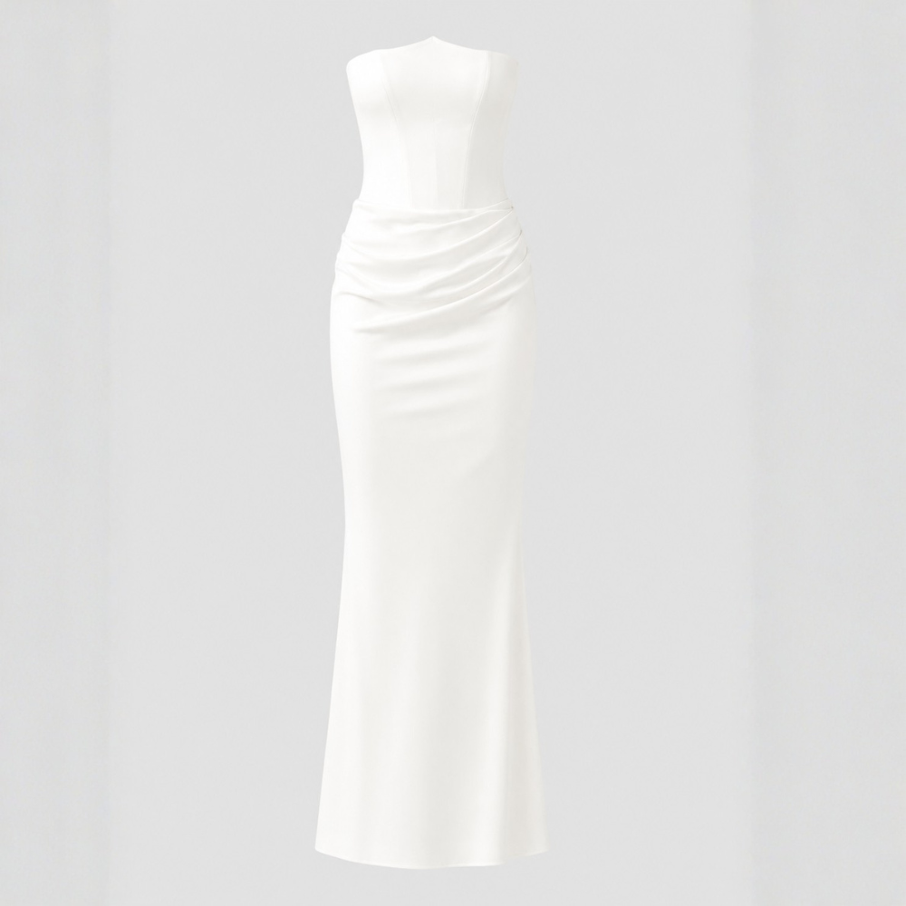 Amara Draped Satin Column Gown