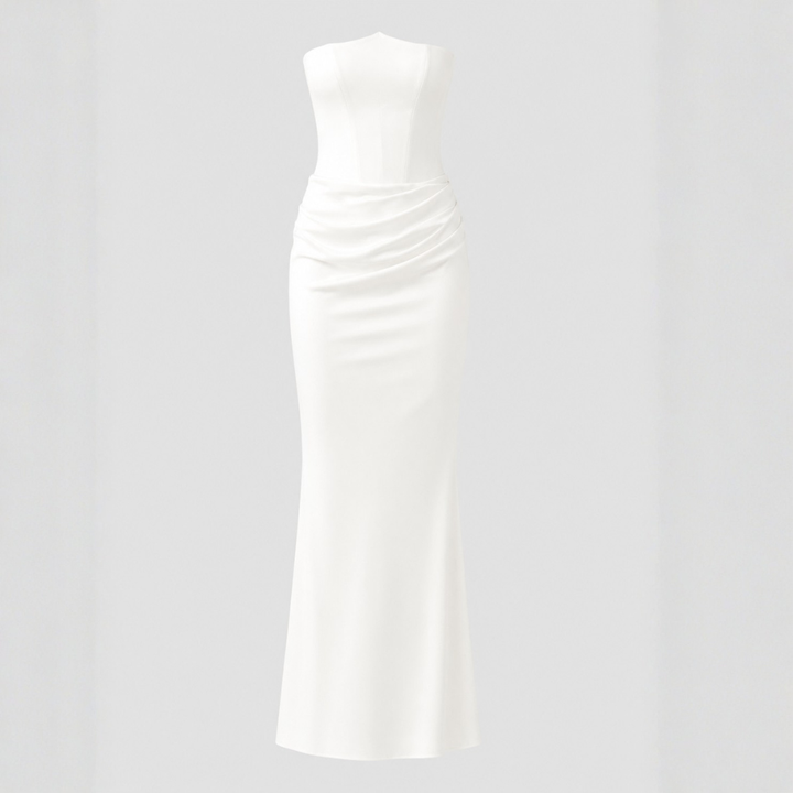 Amara Draped Satin Column Gown
