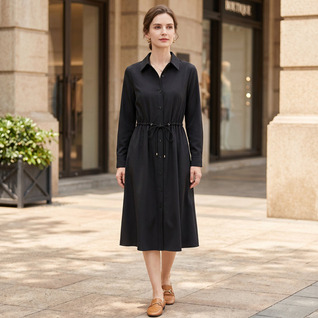 Adriana Drawstring Shirt Dress