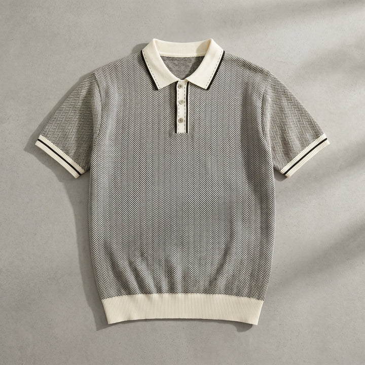 Mateo Herringbone Knit Polo Shirt